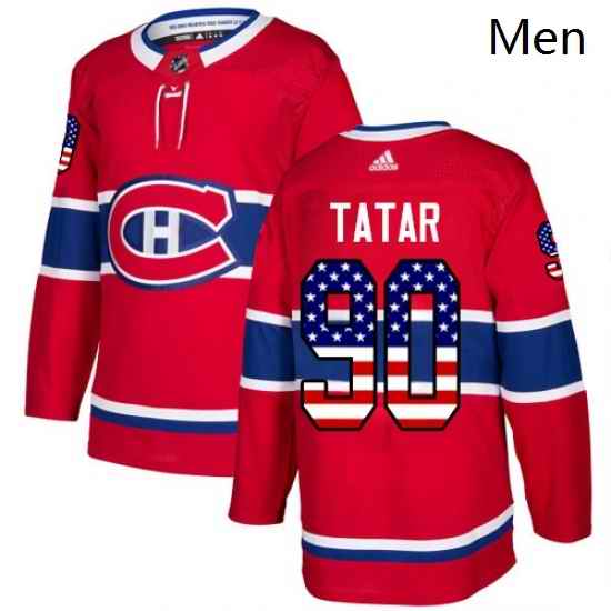 Mens Adidas Montreal Canadiens 90 Tomas Tatar Authentic Red USA Flag Fashion NHL Jersey
